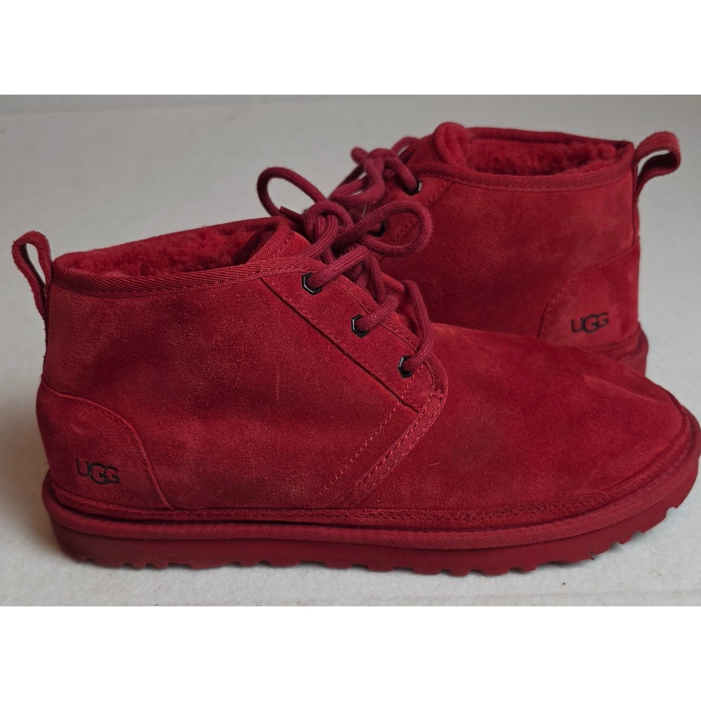 UGG Neumel Samba Red Suede Lace Up Chukka Boots Mens 10 3236